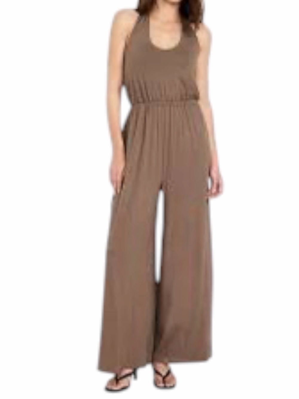 Old Navy halter tie neck Wide-Leg Jumpsuit in taupe size large